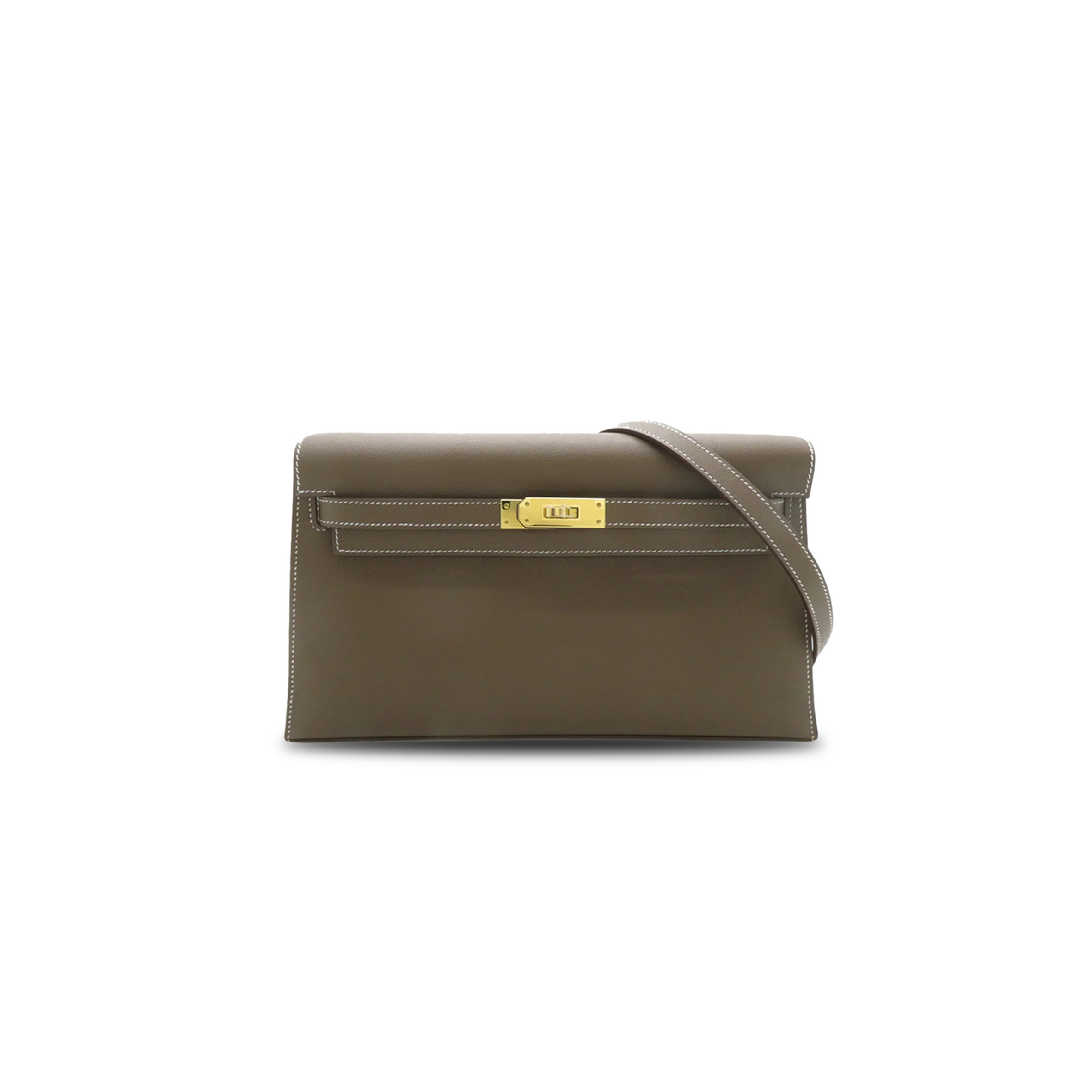 HERMÈS MASTER MADAME CALF LEATHER KELLY ELAN ETOUPE ELEPHANT GREY GOLD BUCKLE (27.5*15*5cm) 